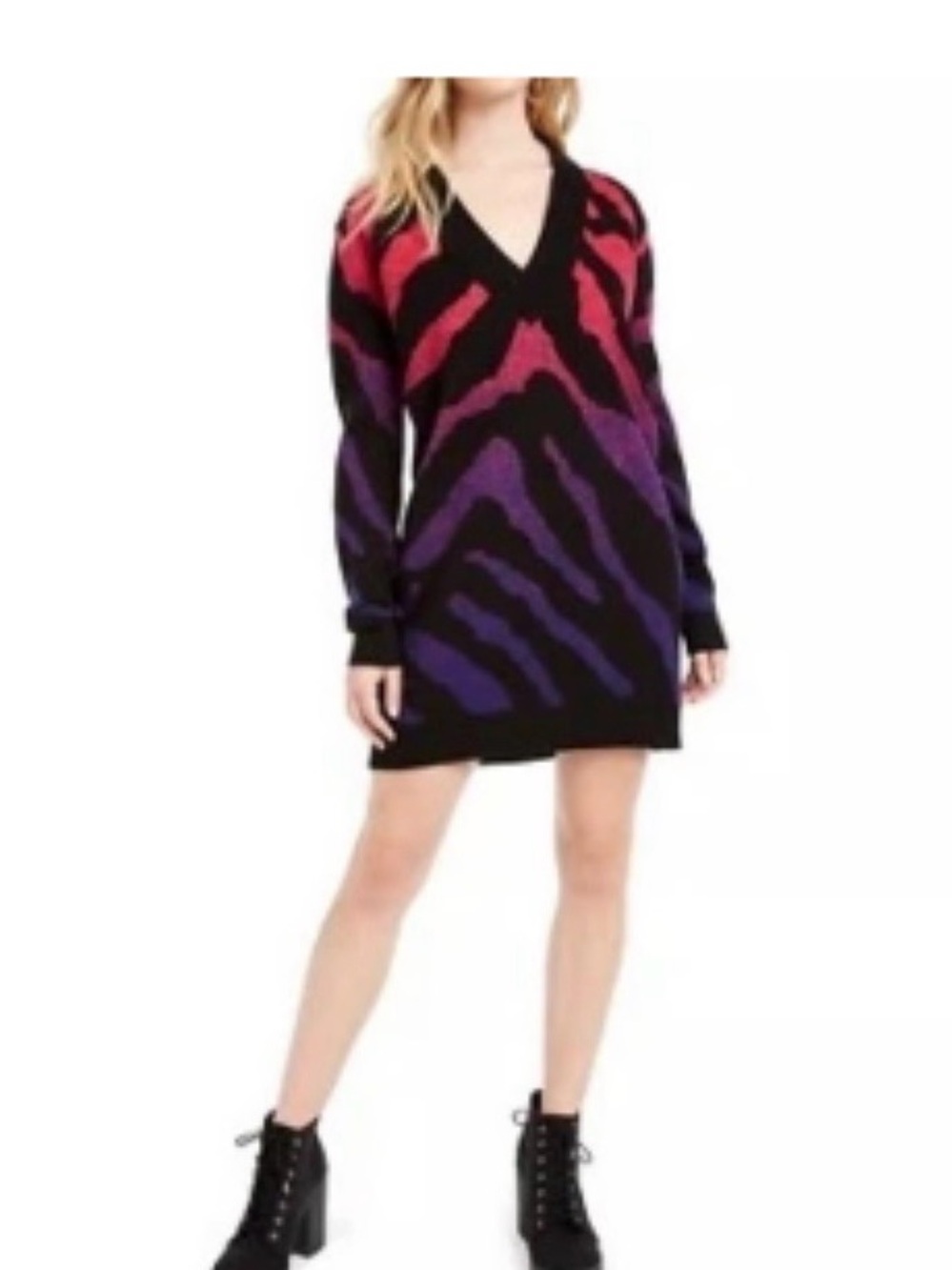 NWT GUESS
Los Angeles Ombre Zebra Print V-Neck Sweater Dress - Size XS